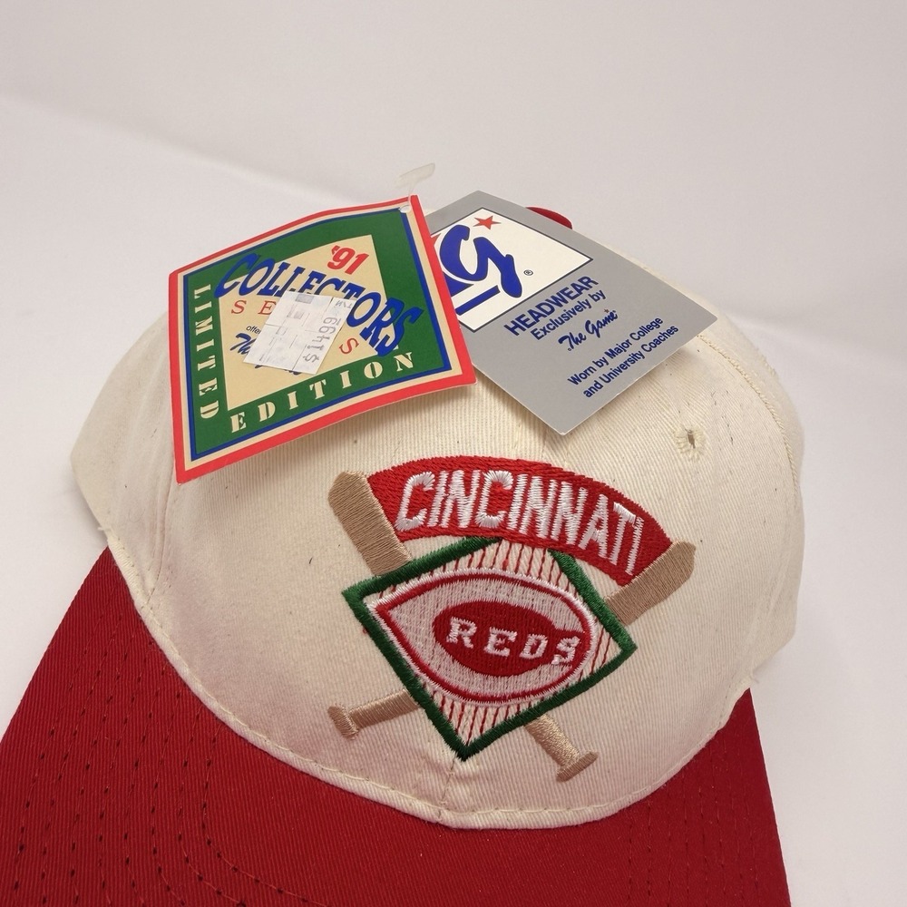 Vintage 1991 Cincinnati Reds‎ Snapback Hat The Game Cream Red NWT Limited - Picture 7 of 16